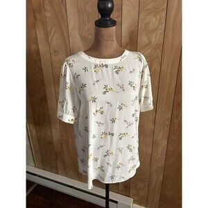 Loft Women’s Floral And Bird Print Back Button Down Top Size Small